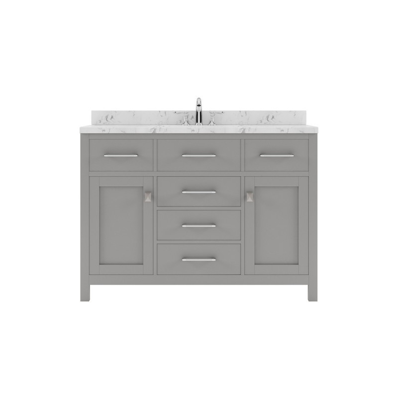 VIRTU USA MS-2048-CMSQ-CG-NM CAROLINE 48 INCH SINGLE BATH VANITY WITH WHITE QUARTZ TOP AND SQUARE SINK WITHOUT FAUCET
