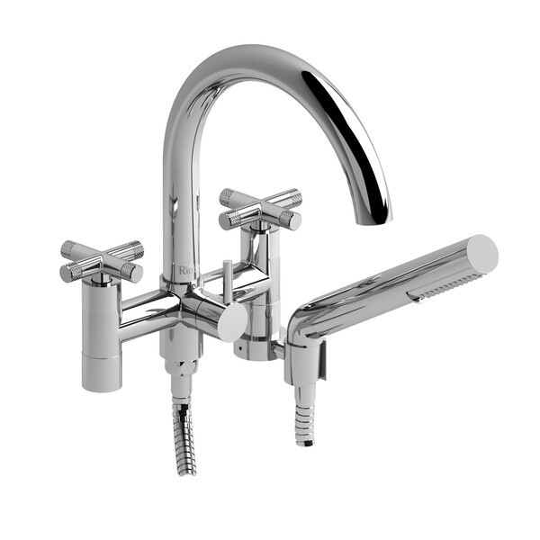 RIOBEL RU06+KN RIU 6 3/8 INCH 11.6 GPM DECK MOUNT TUB FILLER WITHOUT RISERS WITH KNURLED CROSS HANDLES