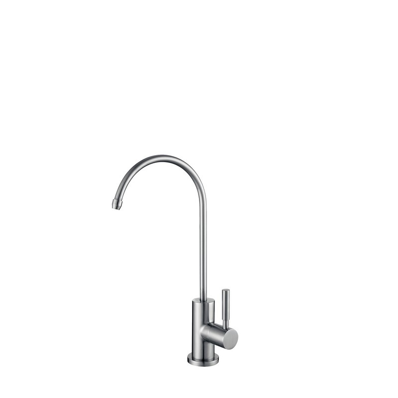 Kitchen Tap Monobloc Round Sink Mixer Twin Lever Handle Waterfall Brushed Steel