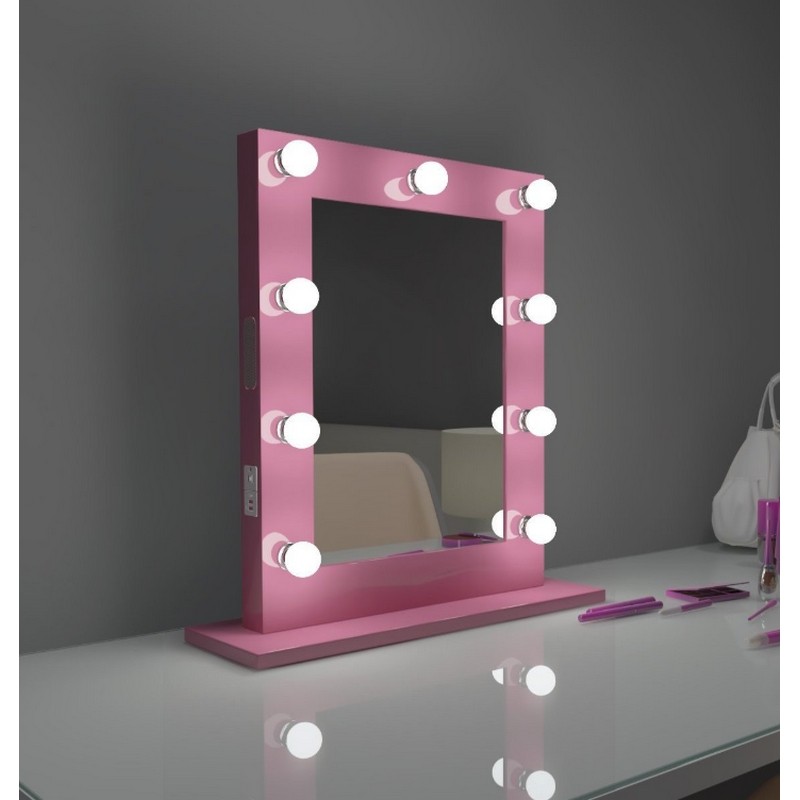 PARIS MIRRORS HMIR20263000D-PNK-BT DIMMABLE 20 X 26 INCH HOLLYWOOD VANITY MIRROR WITH BLUETOOTH, LED BULBS