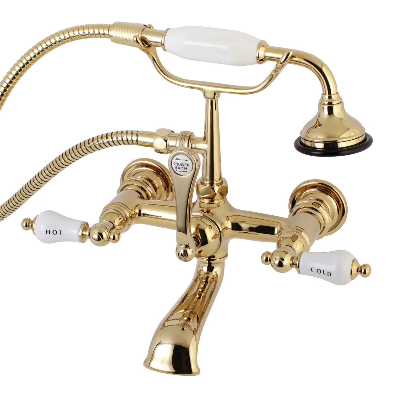 Kingston Brass Wall Mount ClawFoot Tub Faucet With Hand Shower CC22T1 Chrome 