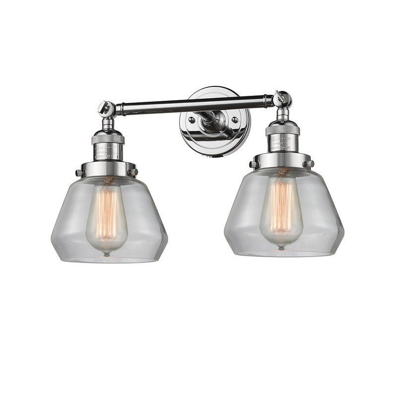 INNOVATIONS LIGHTING 208-PC-G172 FRANKLIN RESTORATION FULTON 16 1/2 INCH TWO LIGHT WALL OR CEILING MOUNT CLEAR GLASS VANITY LIGHT