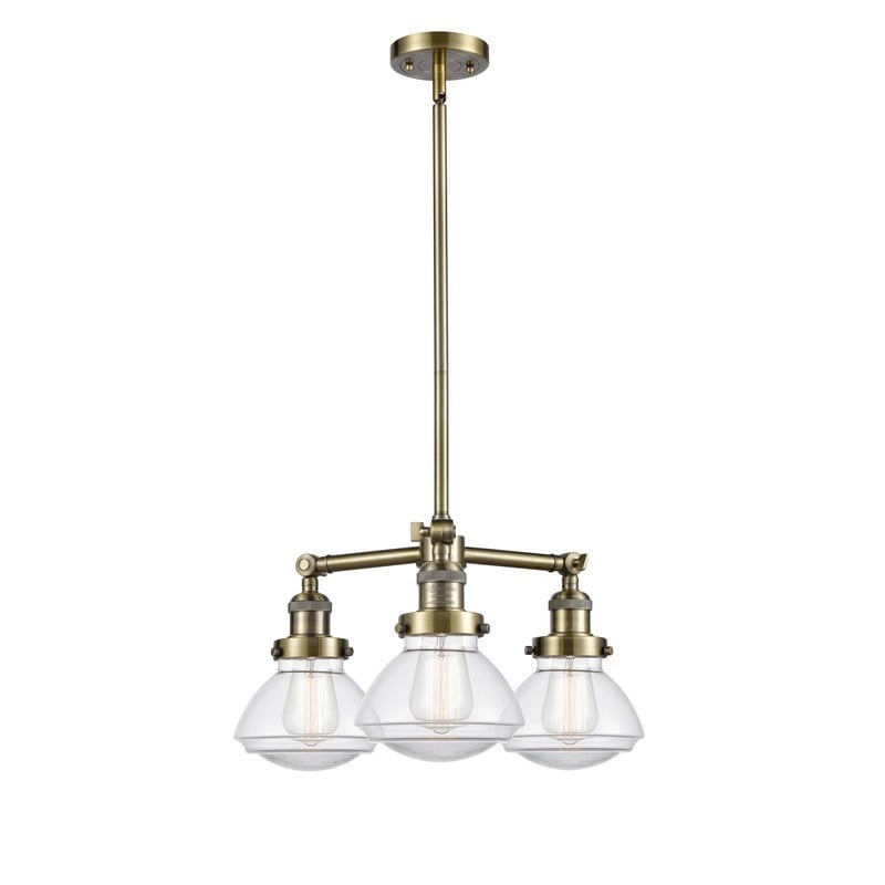 Innovations Lighting 207-AB-G322 Franklin Restoration Three Light Chandelier Chandelier Brass - Antique
