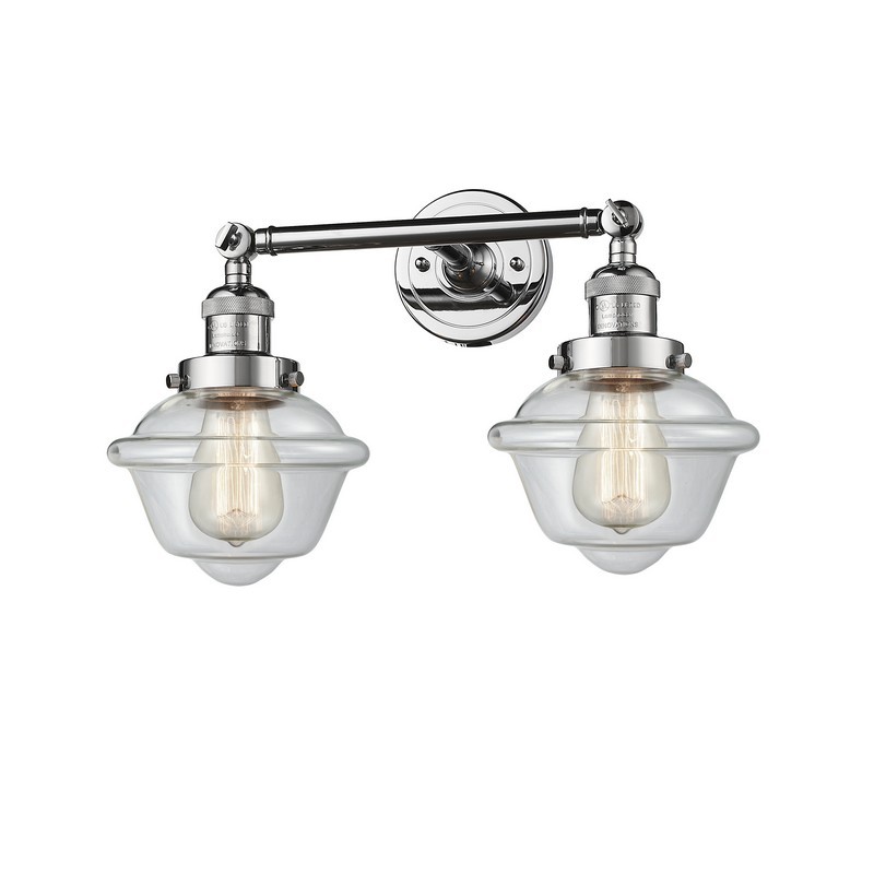 INNOVATIONS LIGHTING 208-G532 FRANKLIN RESTORATION SMALL OXFORD 17 INCH TWO LIGHT WALL MOUNT CLEAR GLASS VANITY LIGHT