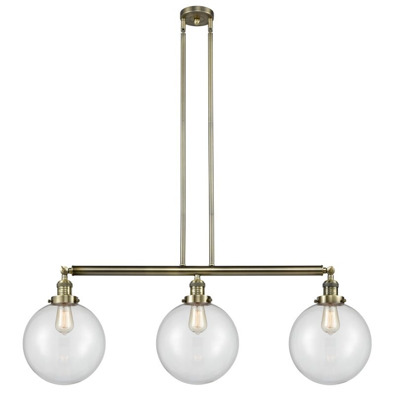 Innovations Lighting 213-AB-G202-10 X-Large Beacon 3 Light Island Light, Antique Brass