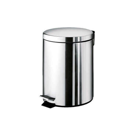 GEDY 2609-13 ARGENTA ROUND POLISHED WASTE BIN WITH PEDAL