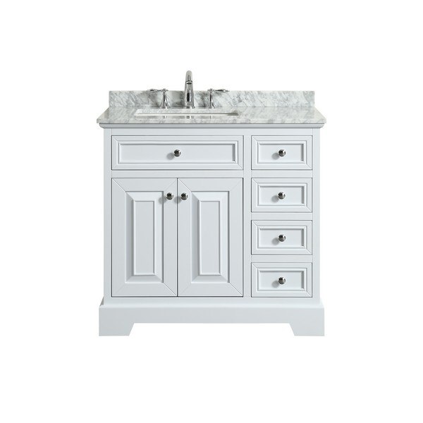 Eviva Evvn123 36wh Monroe 36 Inch, 36 Inch White Vanity With Carrara Marble Top