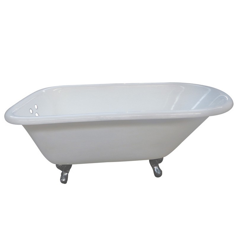 KINGSTON BRASS VCT3D603019NT1 AQUA EDEN 60 INCH CAST IRON ROLL TOP CLAWFOOT TUB WITH 3-3/8 INCH TUB WALL DRILLINGS