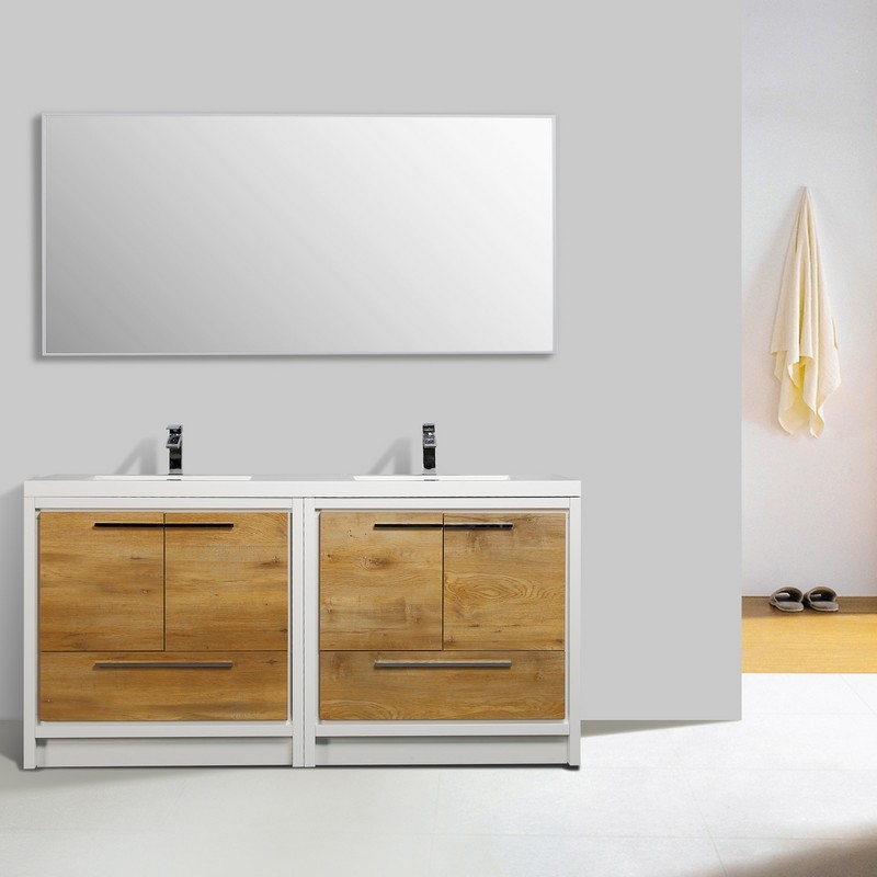 EVIVA EVVN765-72NOK-WH GRACE 72 INCH BATHROOM VANITY WITH DOUBLE WHITE INTEGRATED ACRYLIC COUNTERTOP