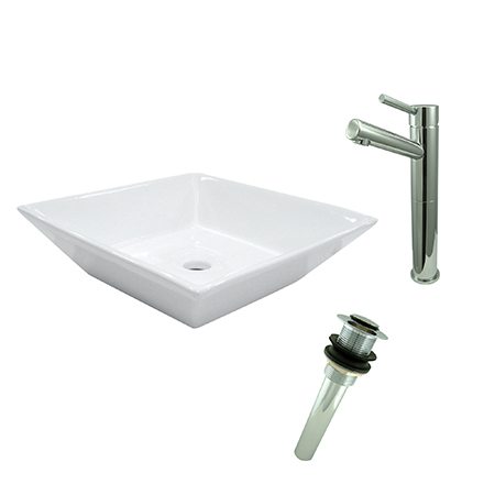 KINGSTON BRASS EV4256S84 PERFECTION VESSEL SINK WITH CONCORD SINK FAUCET AND DRAIN COMBO
