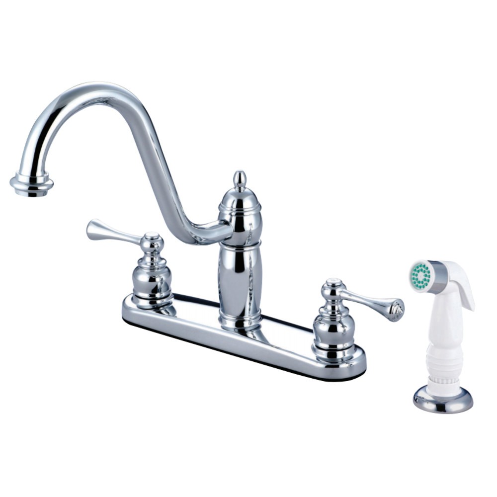 KINGSTON BRASS KB1111BL HERITAGE 8-INCH CENTERSET KITCHEN FAUCET WITH SIDESPRAY