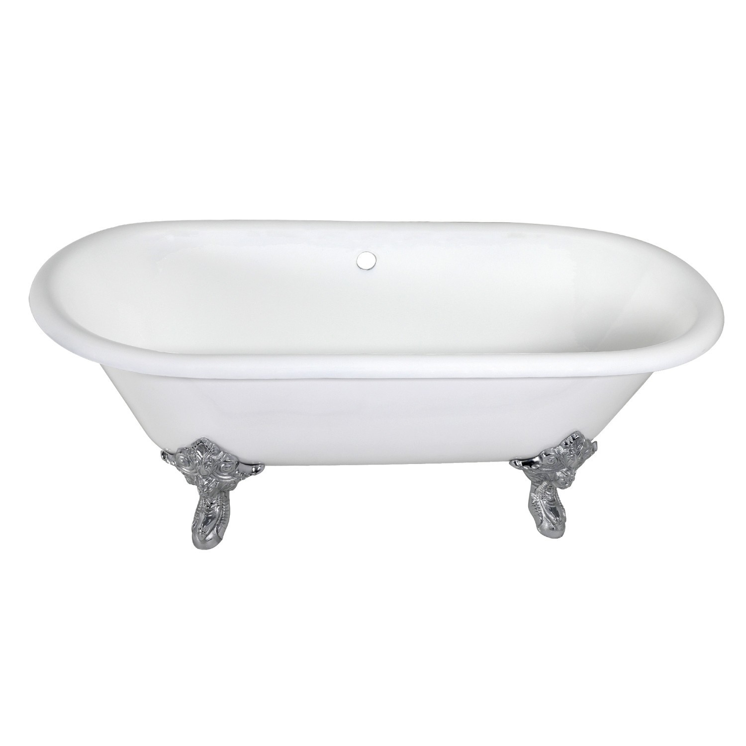 KINGSTON BRASS VCTDE7232NL1 AQUA EDEN 72-INCH CAST IRON DOUBLE ENDED CLAWFOOT TUB WITH FEET NO DRILLINGS