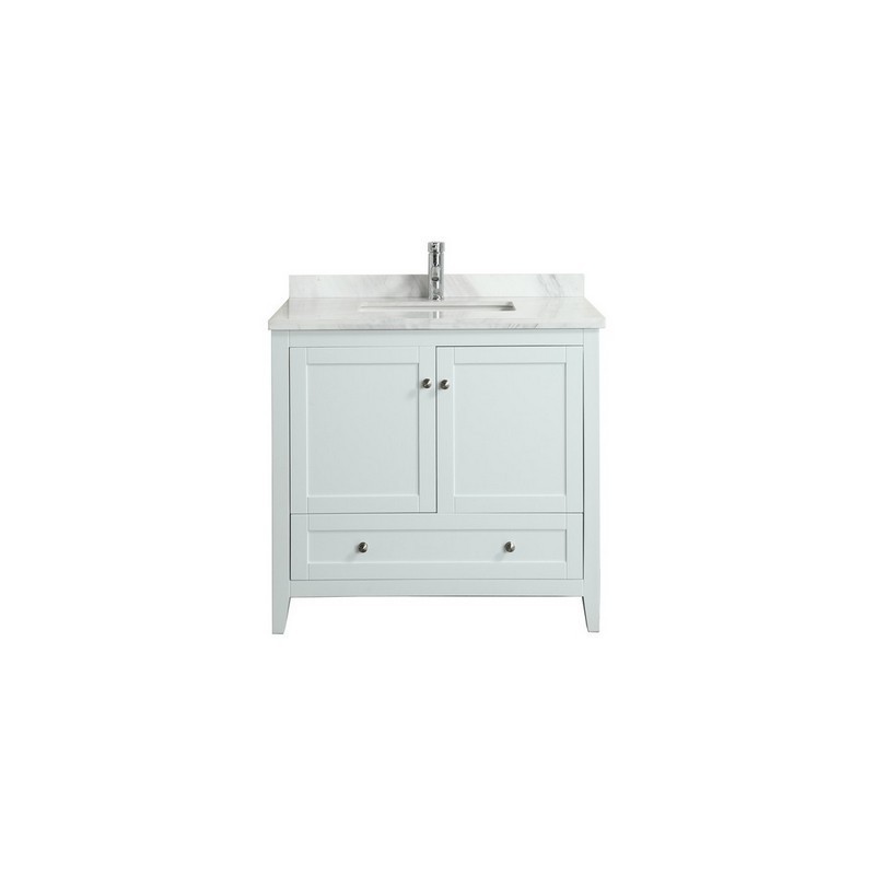 EVIVA EVVN07-36WH LIME 36 INCH BATHROOM VANITY WITH WHITE JAZZ MARBLE CARRERA TOP