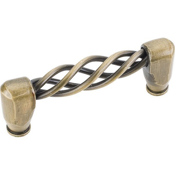 HARDWARE RESOURCES I300 JEFFREY ALEXANDER ZURICH COLLECTION 3-9/16 INCH OVERALL LENGTH TWISTED IRON CABINET PULL