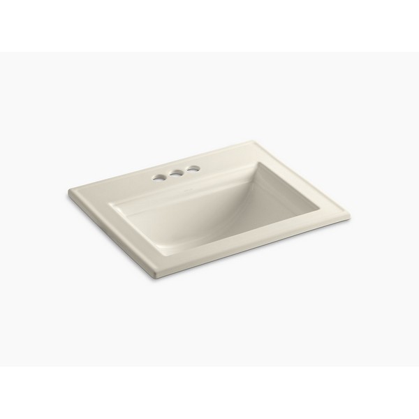 KOHLER K-2337-4-47 MEMOIRS STATELY 17 INCH DROP IN BATHROOM SINK WITH 3 HOLES DRILLED AND OVERFLOW
