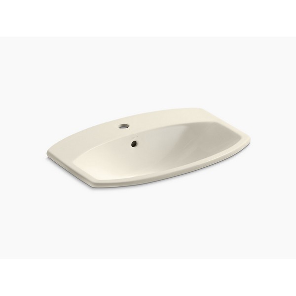 KOHLER K-2351-1-47 CIMARRON 20-3/8 INCH DROP IN BATHROOM SINK WITH 1 HOLE DRILLED AND OVERFLOW