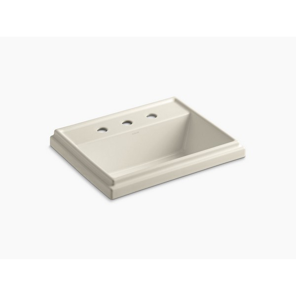 KOHLER K-2991-8-47 TRESHAM 20 INCH DROP IN BATHROOM SINK WITH 3 HOLES DRILLED AND OVERFLOW