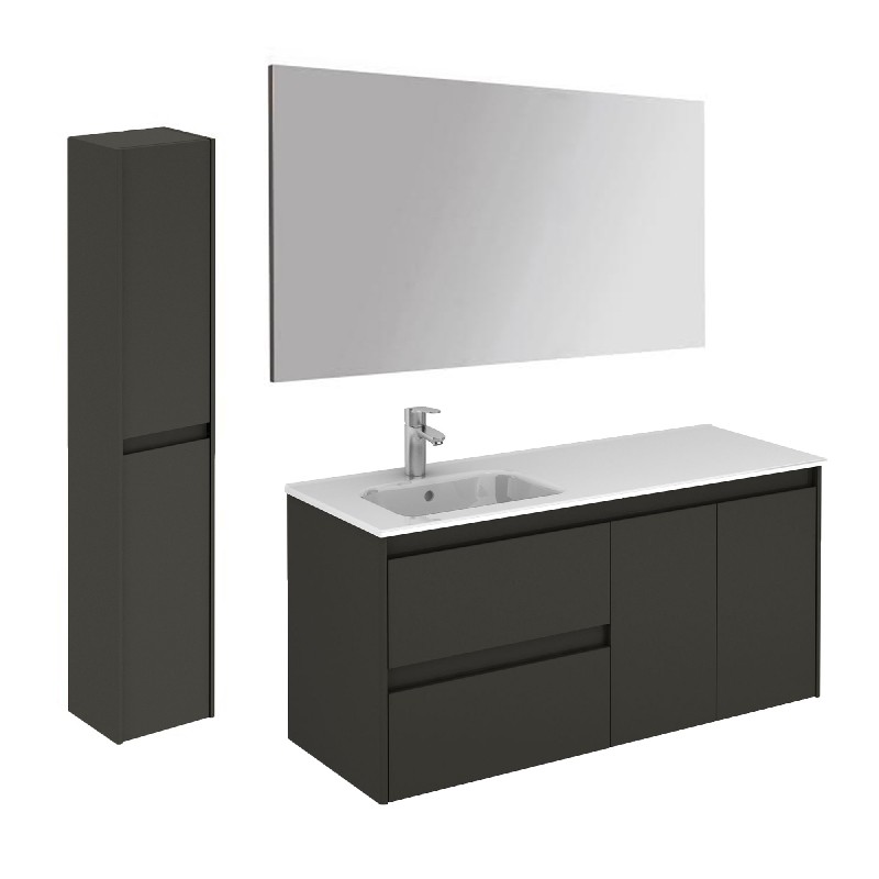 WS BATH COLLECTIONS AMBRA 120L PACK 2 47 1/2 INCH WALL MOUNT OR FREESTANDING LEFT SIDE SINK BATHROOM VANITY WITH MIRROR AND COLUMN