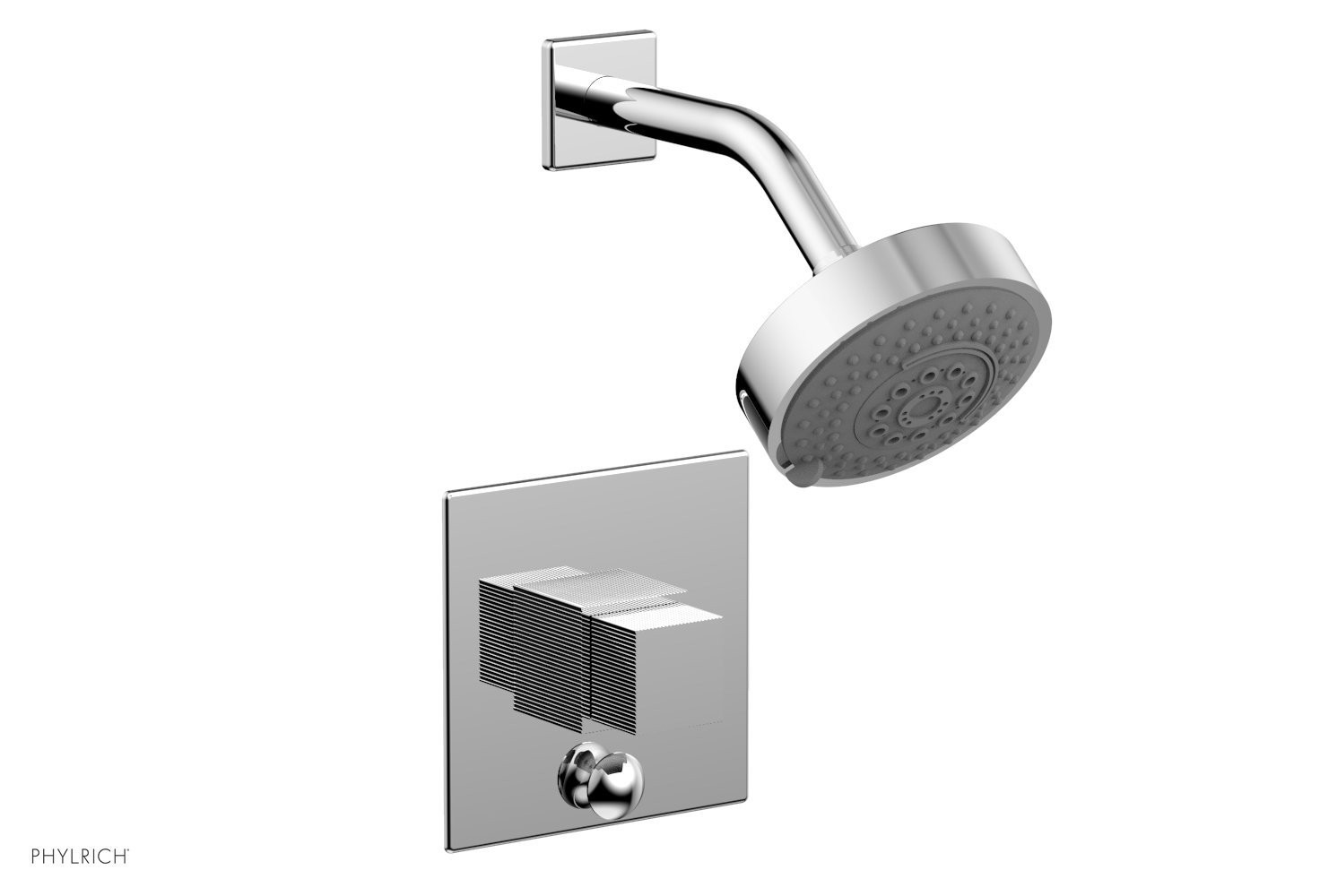 PHYLRICH 4-148 STRIA WALL MOUNT PRESSURE BALANCE SHOWER AND DIVERTER SET WITH CUBE HANDLE