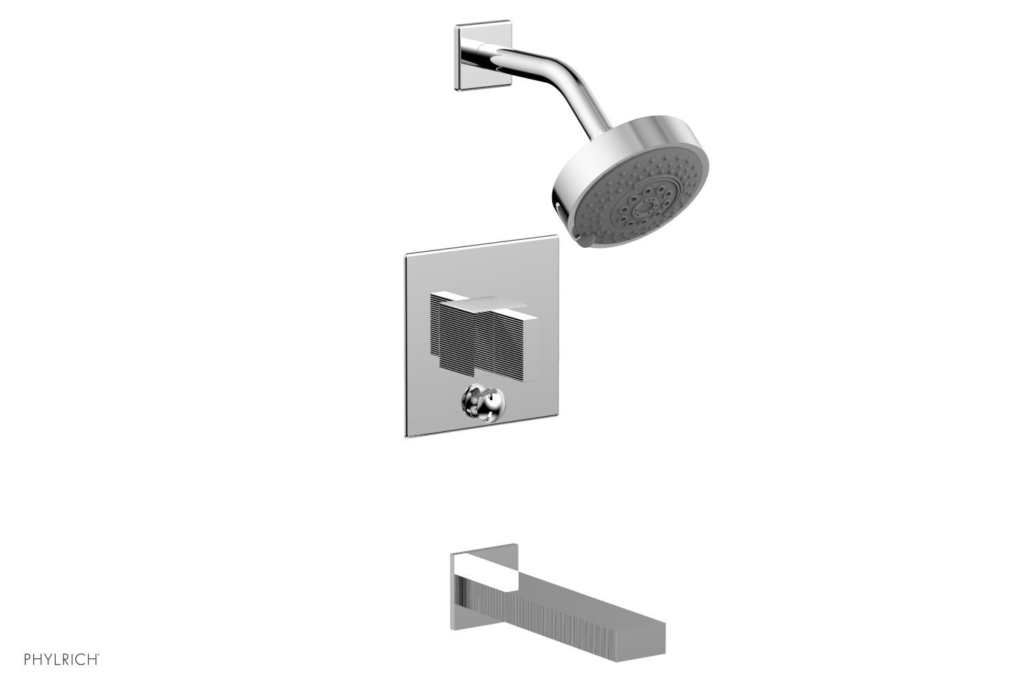PHYLRICH 291-26/026 STRIA WALL MOUNT PRESSURE BALANCE TUB AND SHOWER SET WITH BLADE HANDLE