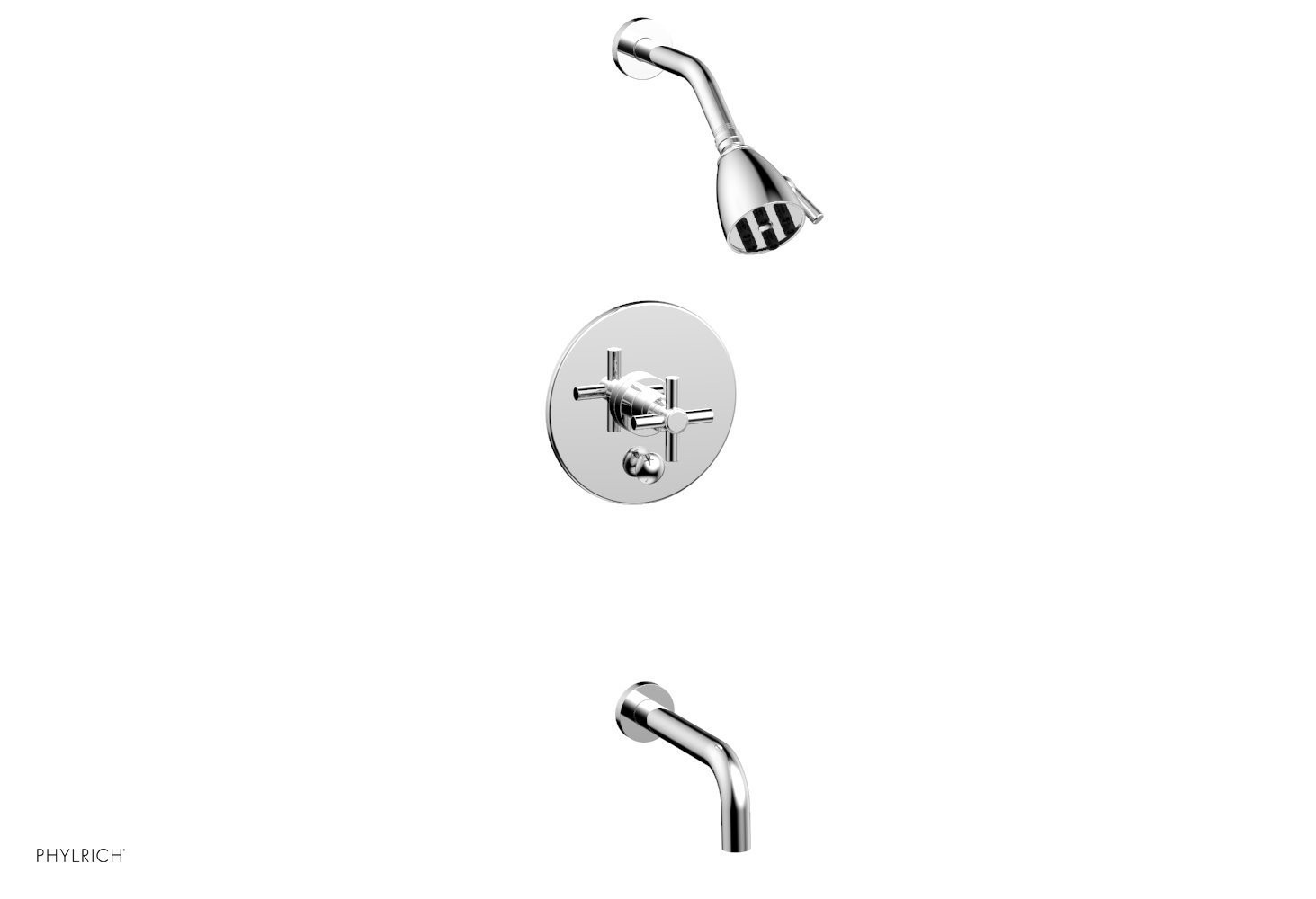 PHYLRICH DPB2134 BASIC WALL MOUNT PRESSURE BALANCE TUB AND SHOWER SET WITH TUBULAR CROSS HANDLE