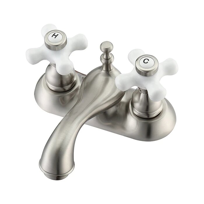 Barclay Lfc204 Pc Donata 3 1 4 Inch Two Holes Deck Mount Centerset Bathroom Faucet With Porcelain Cross Handles