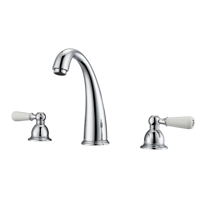 BARCLAY LFW106-PL MADDOX 7 3/8 INCH THREE HOLES DECK MOUNT WIDESPREAD BATHROOM FAUCET WITH PORCELAIN LEVER HANDLES