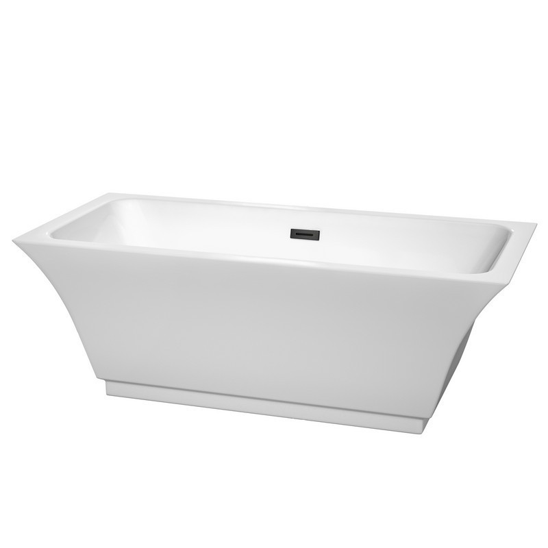 WYNDHAM COLLECTION WCBTK151967TRIM GALINA 67 INCH FREE-STANDING BATHTUB IN WHITE WITH DRAIN AND OVERFLOW TRIM