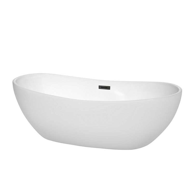 WYNDHAM COLLECTION WCOBT101470TRIM REBECCA 70 INCH FREE-STANDING BATHTUB IN WHITE WITH DRAIN AND OVERFLOW TRIM