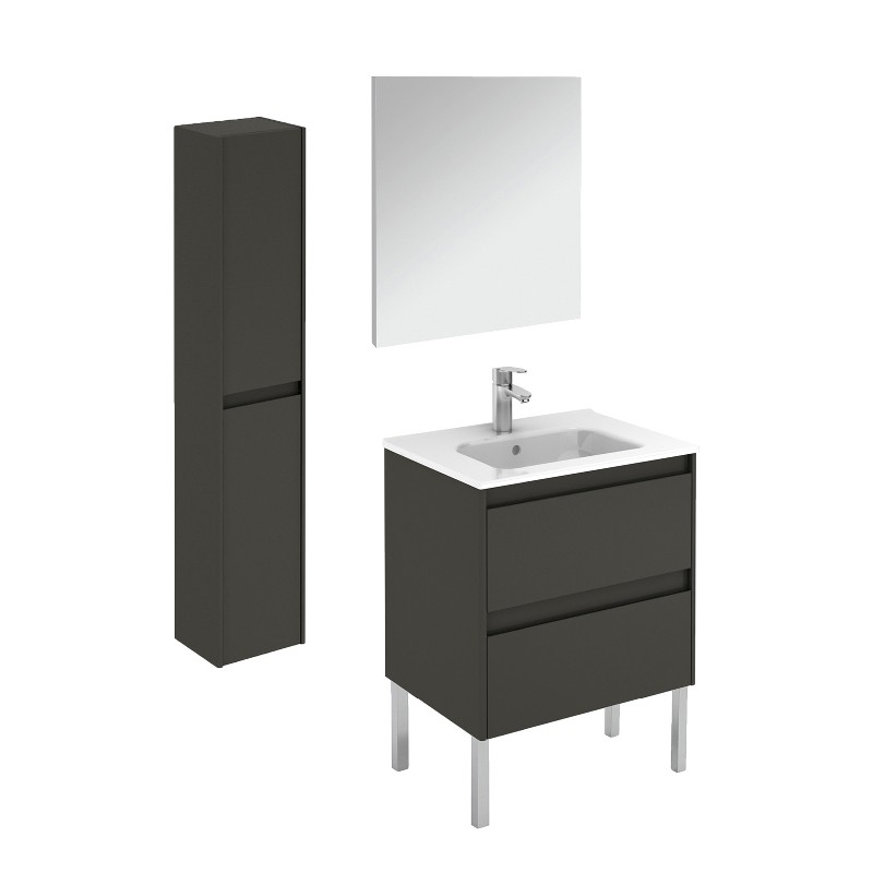 WS BATH COLLECTIONS AMBRA 60F PACK 2 23 7/8 INCH FREE STANDING BATHROOM VANITY WITH MIRROR AND COLUMN