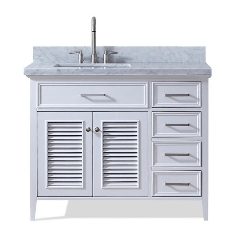 Ariel D043s L Vo Wht Kensington 43 Inch, 42 Inch Bathroom Vanity With Right Offset Sink