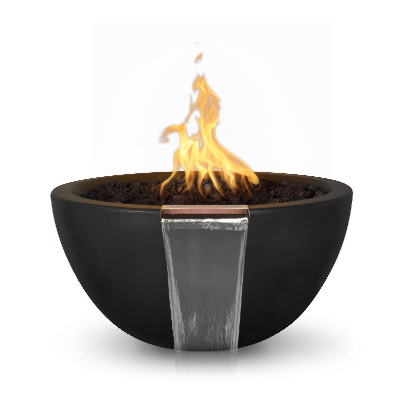 THE OUTDOOR PLUS OPT-LUNFW30E12V-BLK-NGE12V LUNA 30 INCH CONCRETE ELECTRONIC IGNITION FIRE AND WATER BOWL