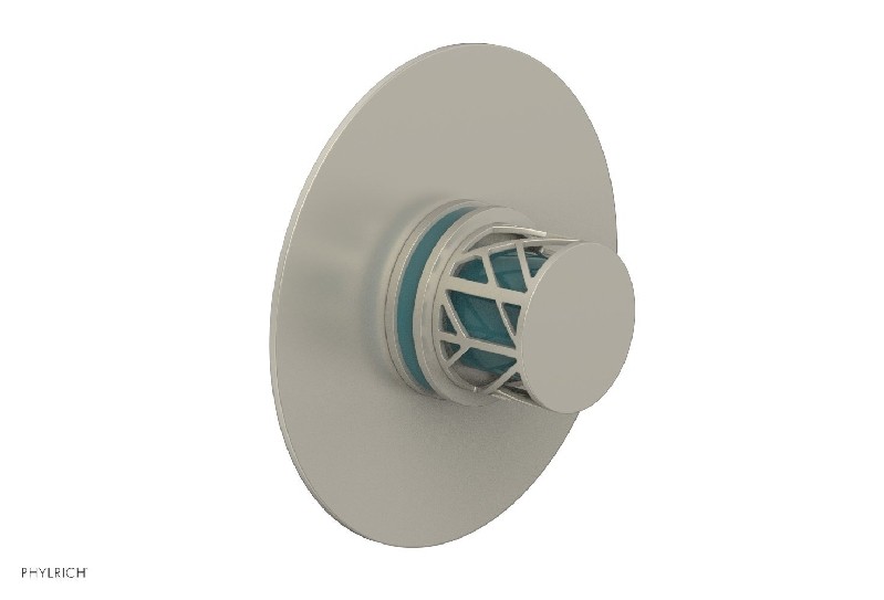 PHYLRICH 4-592-049 JOLIE 6 INCH WALL MOUNT SINGLE KNOB HANDLE THERMOSTATIC SHOWER TRIM WITH TURQUOISE ACCENTS