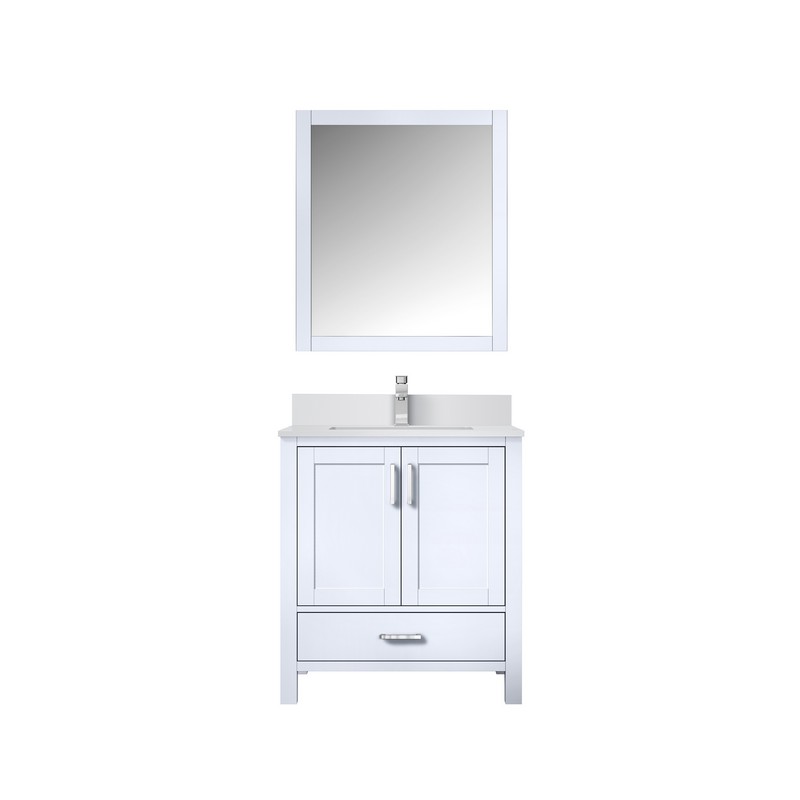 LEXORA LVJ30S311 JACQUES 30 INCH SINGLE SINK BATH VANITY WITH CULTURED MARBLE TOP AND FAUCET AND 28 INCH MIRROR