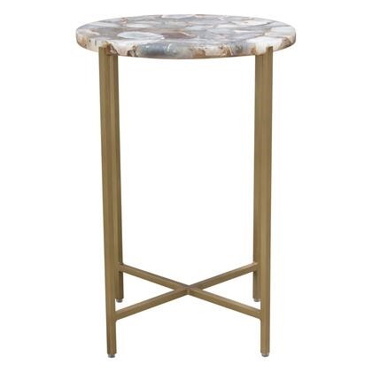 DIAMOND SOFA MIKAATGR MIKA 14 INCH ROUND ACCENT TABLE WITH AGATE TOP WITH BRASS BASE