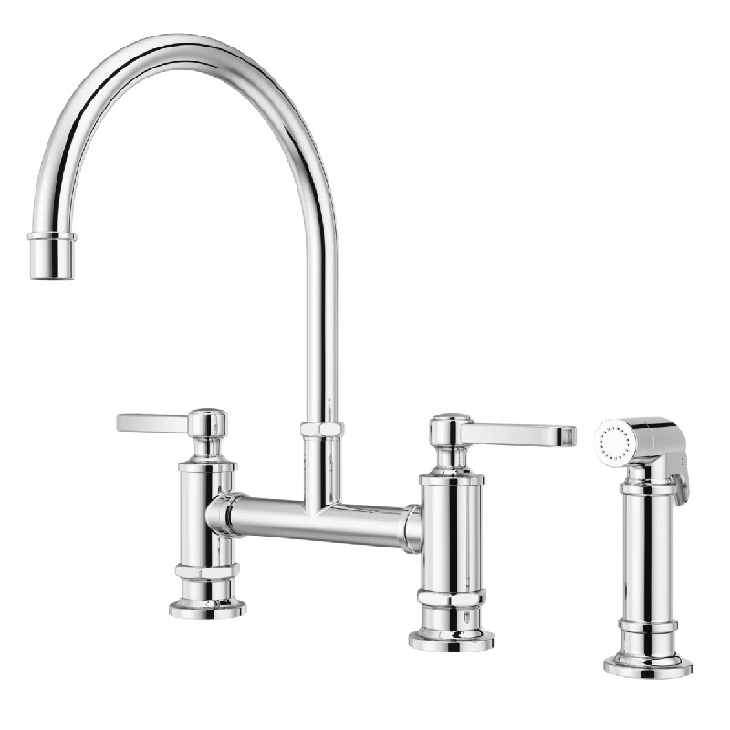 PFISTER LG31TD PORT HAVEN 14 3/8 INCH TWO HANDLE WIDESPREAD BRIDGE KITCHEN FAUCET WITH SIDE SPRAY