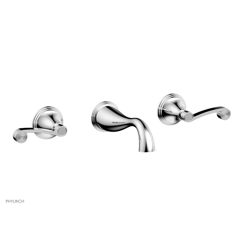 PHYLRICH D1206/026 3RING THREE HOLES WIDESPREAD WALL TUB SET WITH CURVED LEVER HANDLES