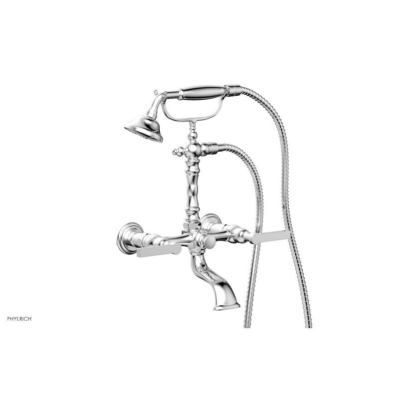 PHYLRICH K2393-21/026 HEX MODERN 15 3/8 INCH TWO HOLES WALL MOUNT EXPOSED TUB AND HAND SHOWER WITH LEVER HANDLES