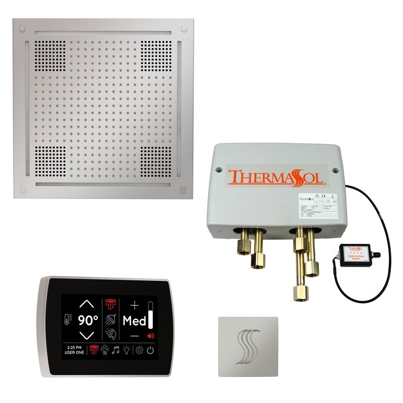 THERMASOL TWPHSS SIGNATOUCH 18 INCH HYDROVIVE SQUARE RAINHEAD WITH DIGITAL SHOWER VALVE AND STEAM HEAD