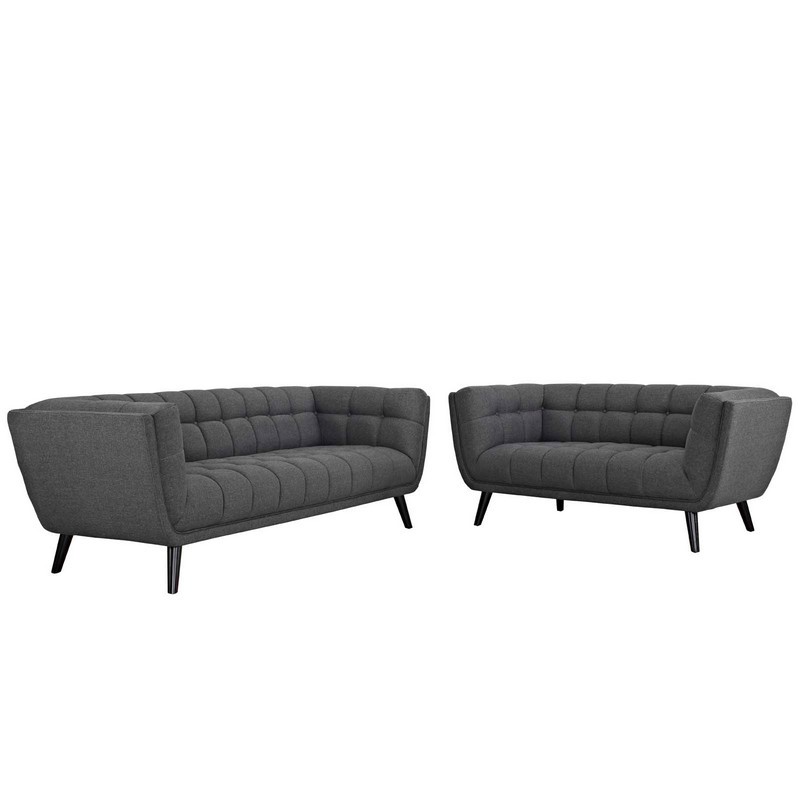 MODWAY EEI-2975 BESTOW 35 1/2 INCH 2 PIECE UPHOLSTERED FABRIC SOFA AND LOVESEAT SET