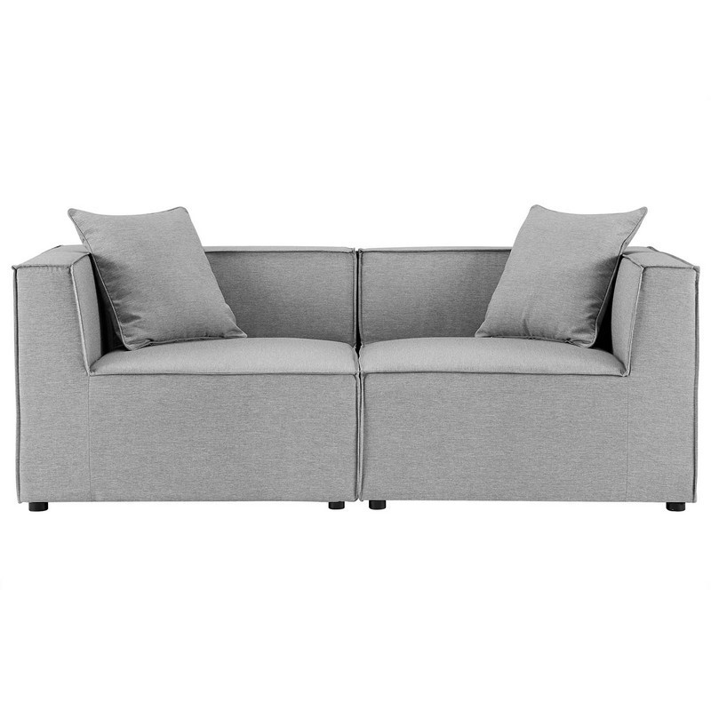 MODWAY EEI-4377-GRY SAYBROOK OUTDOOR PATIO UPHOLSTERED 2-PIECE SECTIONAL SOFA LOVESEAT