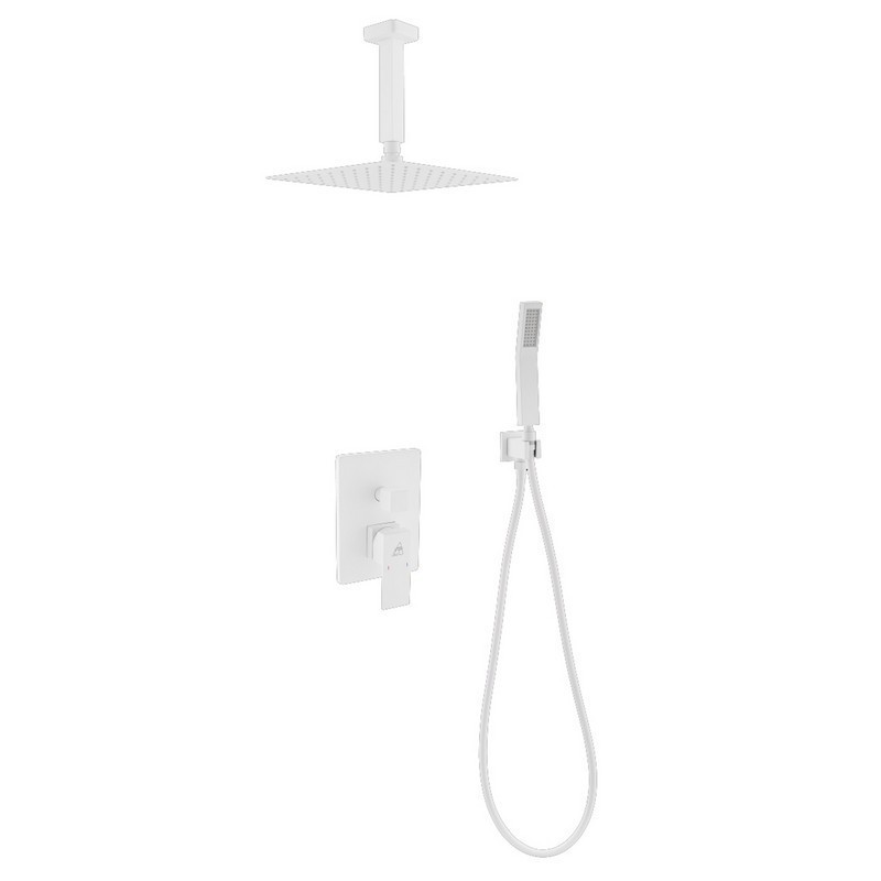 KUBEBATH WH-CR200HH2V AQUA PIAZZA SHOWER SET WITH 8 INCH CEILING MOUNT SQUARE RAIN SHOWER AND HANDHELD