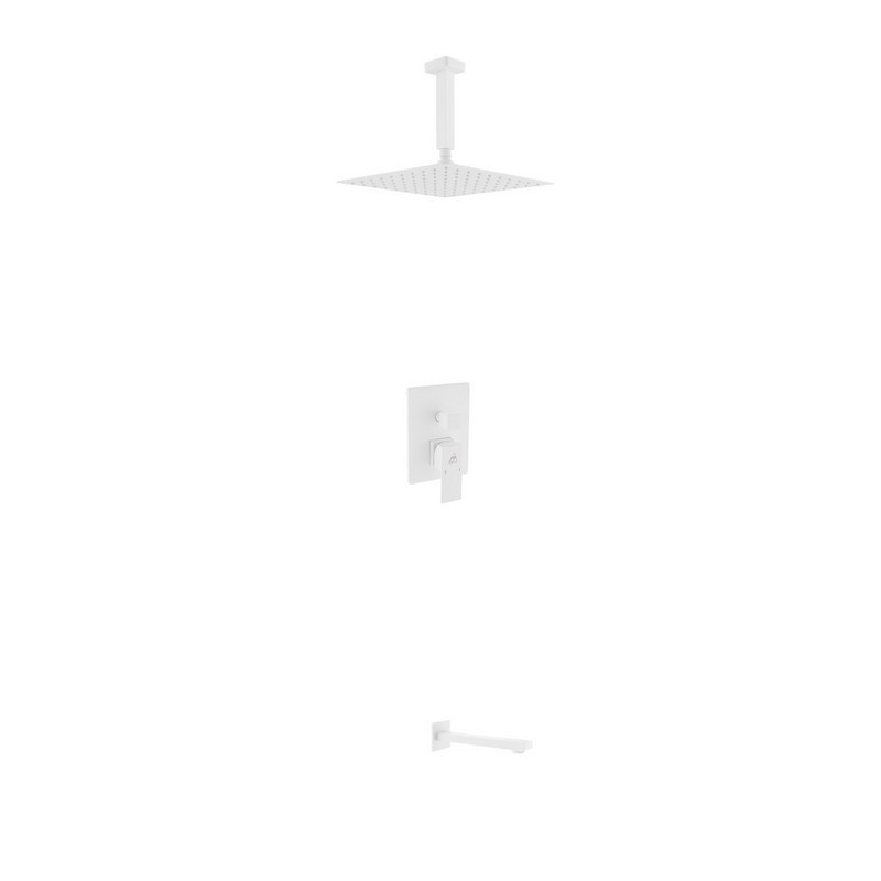 KUBEBATH WH-CR300TF2V AQUA PIAZZA SHOWER SET WITH 12 INCH CEILING MOUNT SQUARE RAIN SHOWER AND TUB FILLER