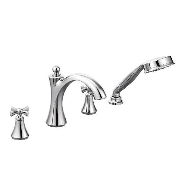MOEN T658 WYNFORD TWO-HANDLE ROMAN TUB FILLER WITH HANDSHOWER