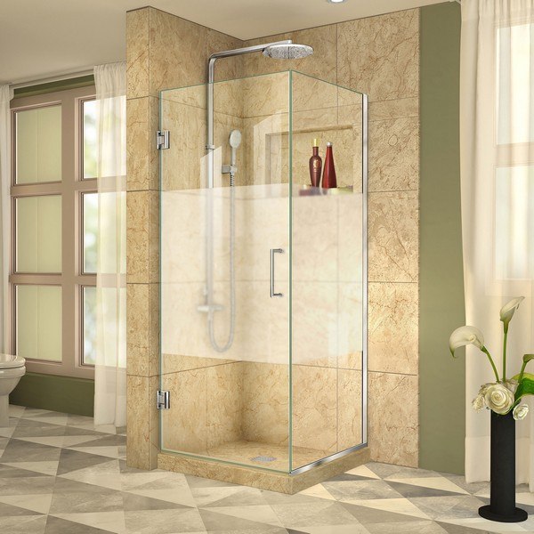DREAMLINE SHEN-24305300-HFR-01 UNIDOOR PLUS 30 1/2 W X 30 3/8 D X 72 H FRAMELESS HINGED SHOWER ENCLOSURE, FROSTED BAND GLASS