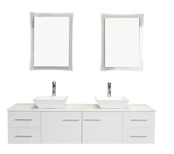 Modern Double Sink Bathroom Vanity, 72 Vanity Top Double Sink