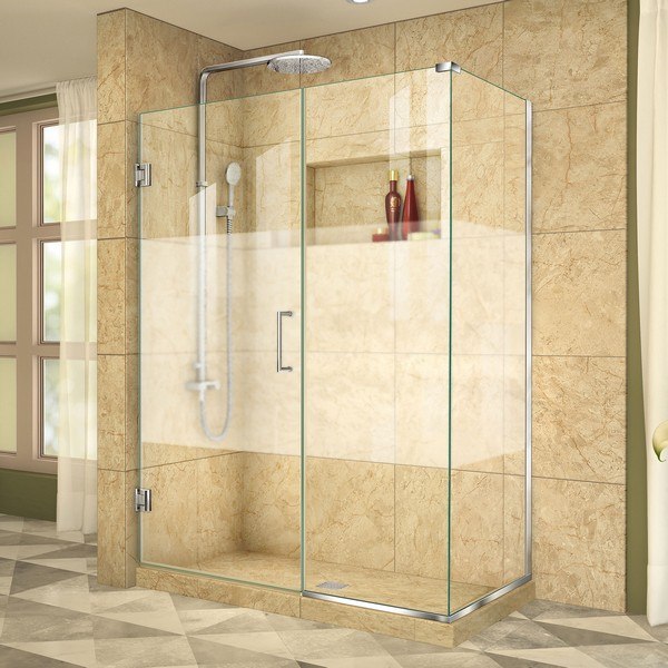 DREAMLINE SHEN-24450300-HFR-01 UNIDOOR PLUS 45 W X 30 3/8 D X 72 H FRAMELESS HINGED SHOWER ENCLOSURE, FROSTED BAND GLASS