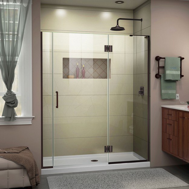 W X 72 H Frameless Hinged Shower Door, Frameless Sliding Shower Door Oil Rubbed Bronze