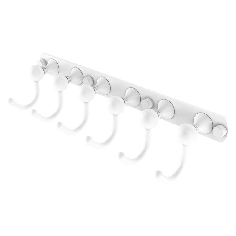 ALLIED BRASS SL-20-6-WHM SHADWELL 15 1/2 INCH 6 POSITION TIE AND BELT RACK,  MATTE WHITE