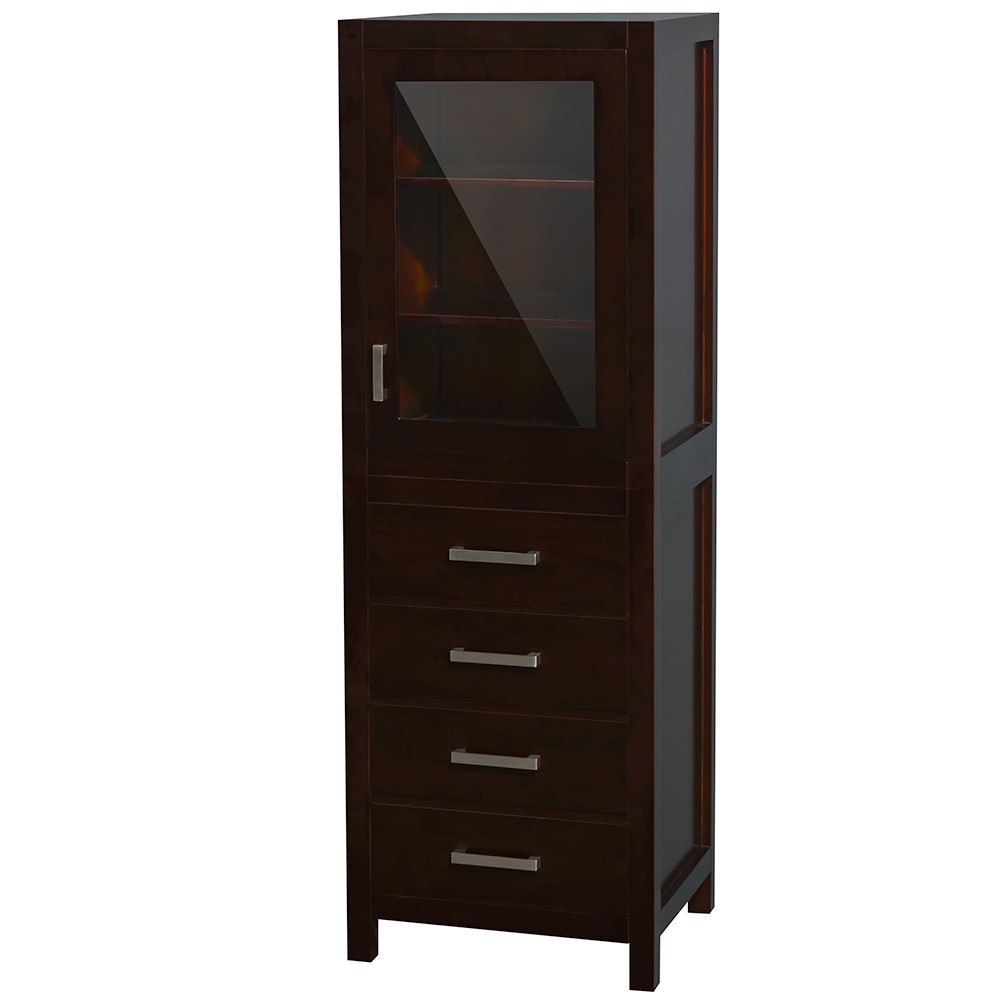 WYNDHAM COLLECTION WCS1414LT SHEFFIELD 24 INCH LINEN TOWER WITH SHELVED CABINET STORAGE AND 4 DRAWERS